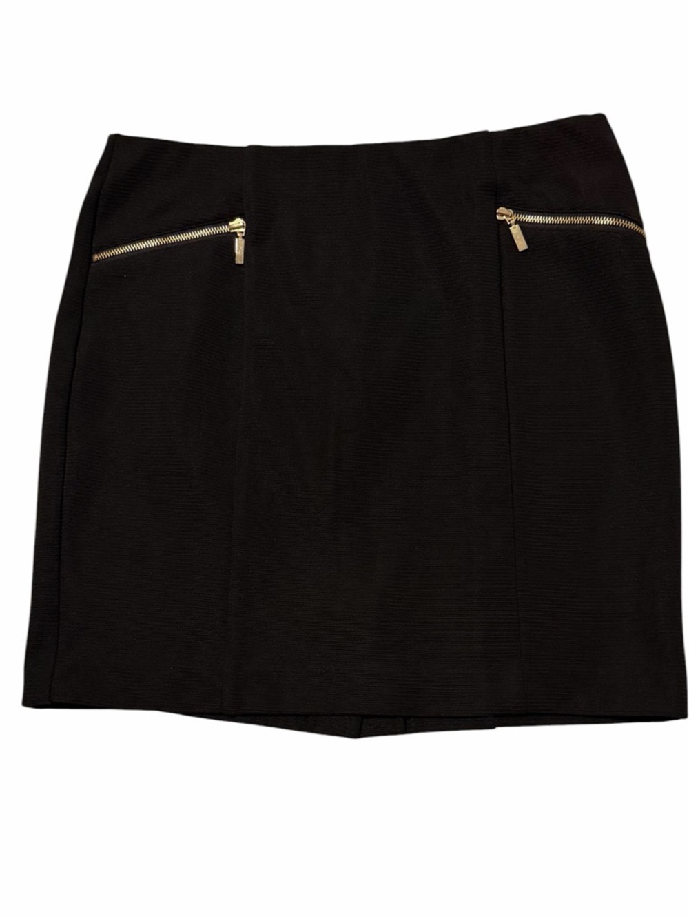 Alfani petite Black ribbed Skirt with Gold Zip Accents (001)